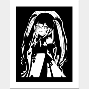 Black White Kawaii Gothic Girl Posters and Art